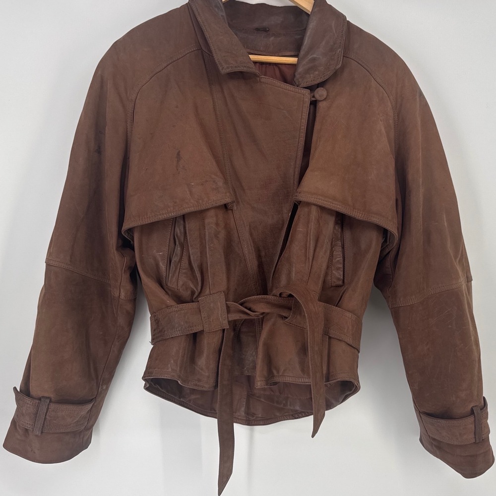 Adventure Bound Wilsons Women L Brown Leather Belted Thinsulate Jacket